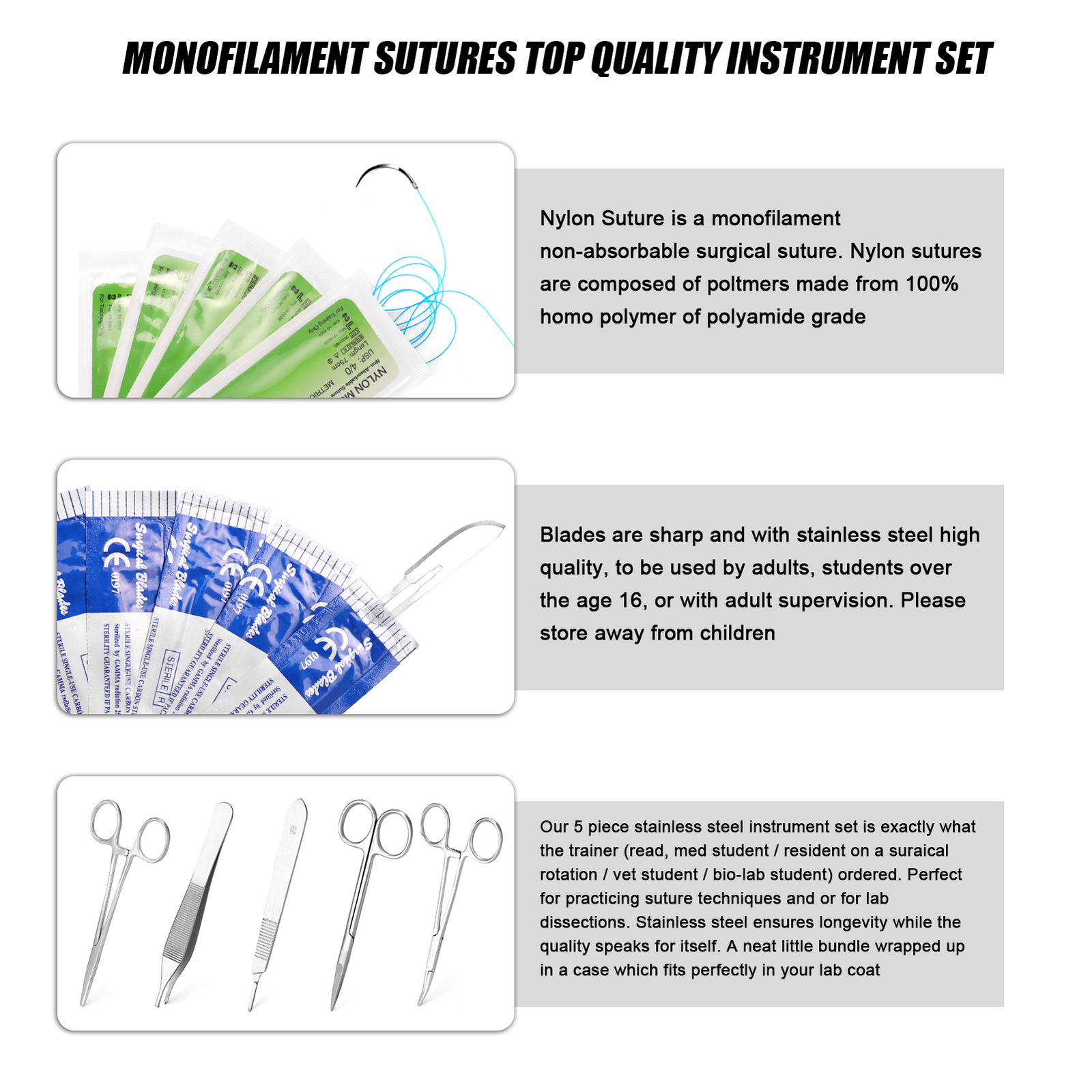 Surgicals Suture Exercise Training Kit Silicone Surgicals Skin Suture S8P7