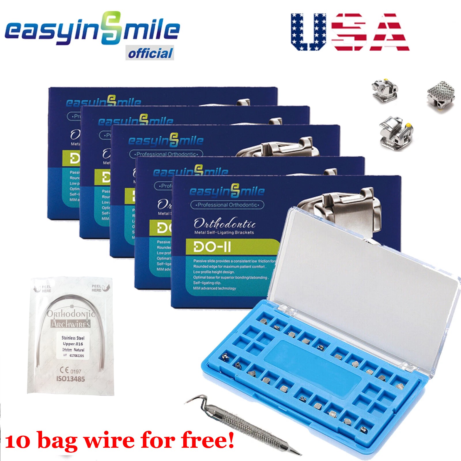 5packs Self-ligating Orthodontic Brackets Roth MBT 022 Dental Metal Ortho Braces