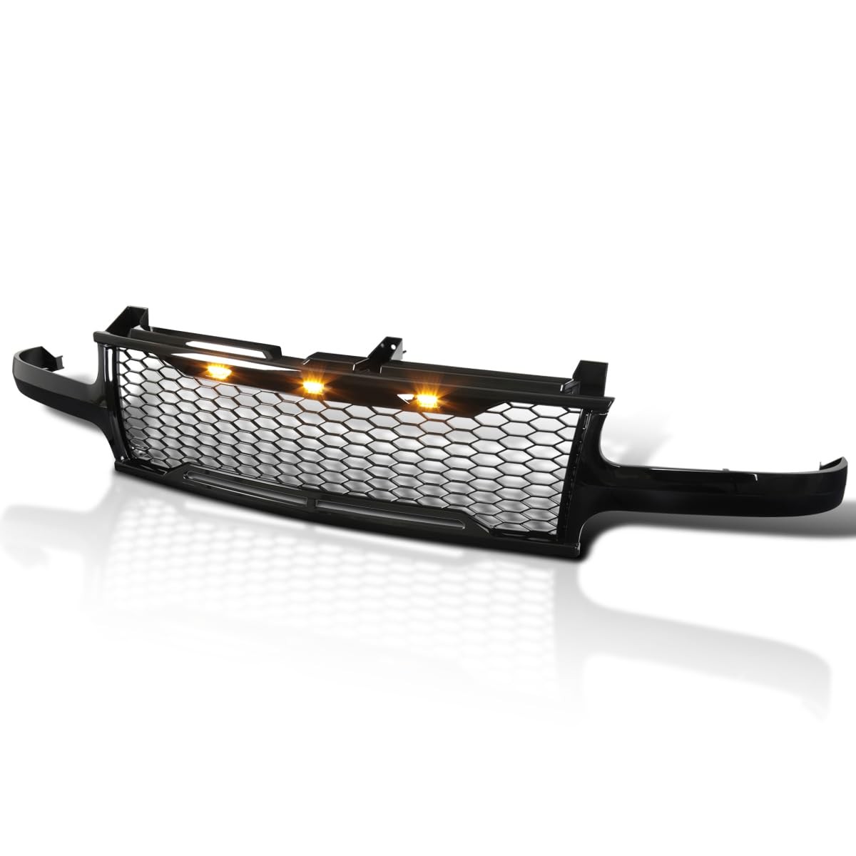 Glossy Black Mesh Grille w LED Lamps for 1999-2002 Chevy Silverado 1500