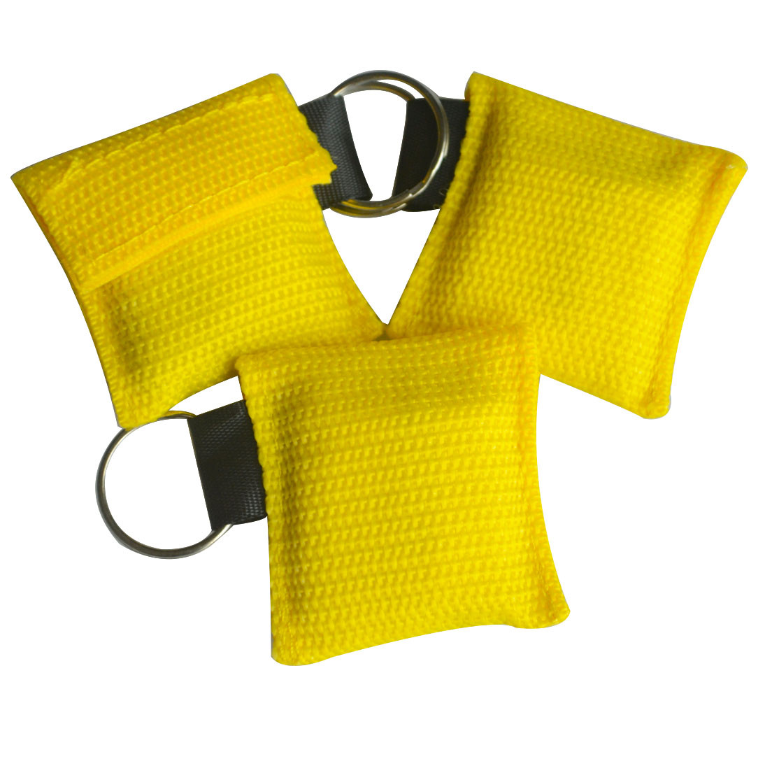 100pcs First Aid CPR Mask Resuscitator CPR Face Shield Keyring CPR Mask Yellow