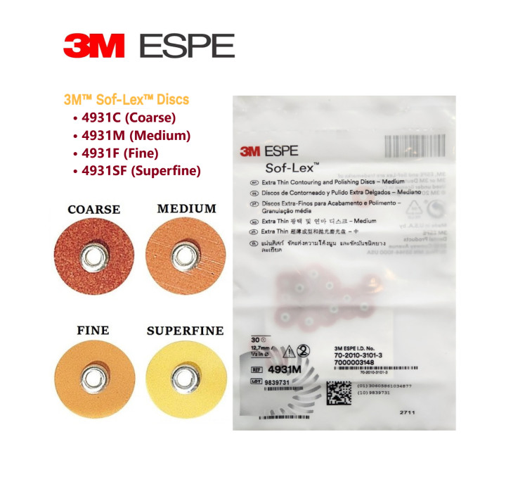 3M™ Sof-Lex discs with extra-thin grit for precise finishing and polishing 30/pk
