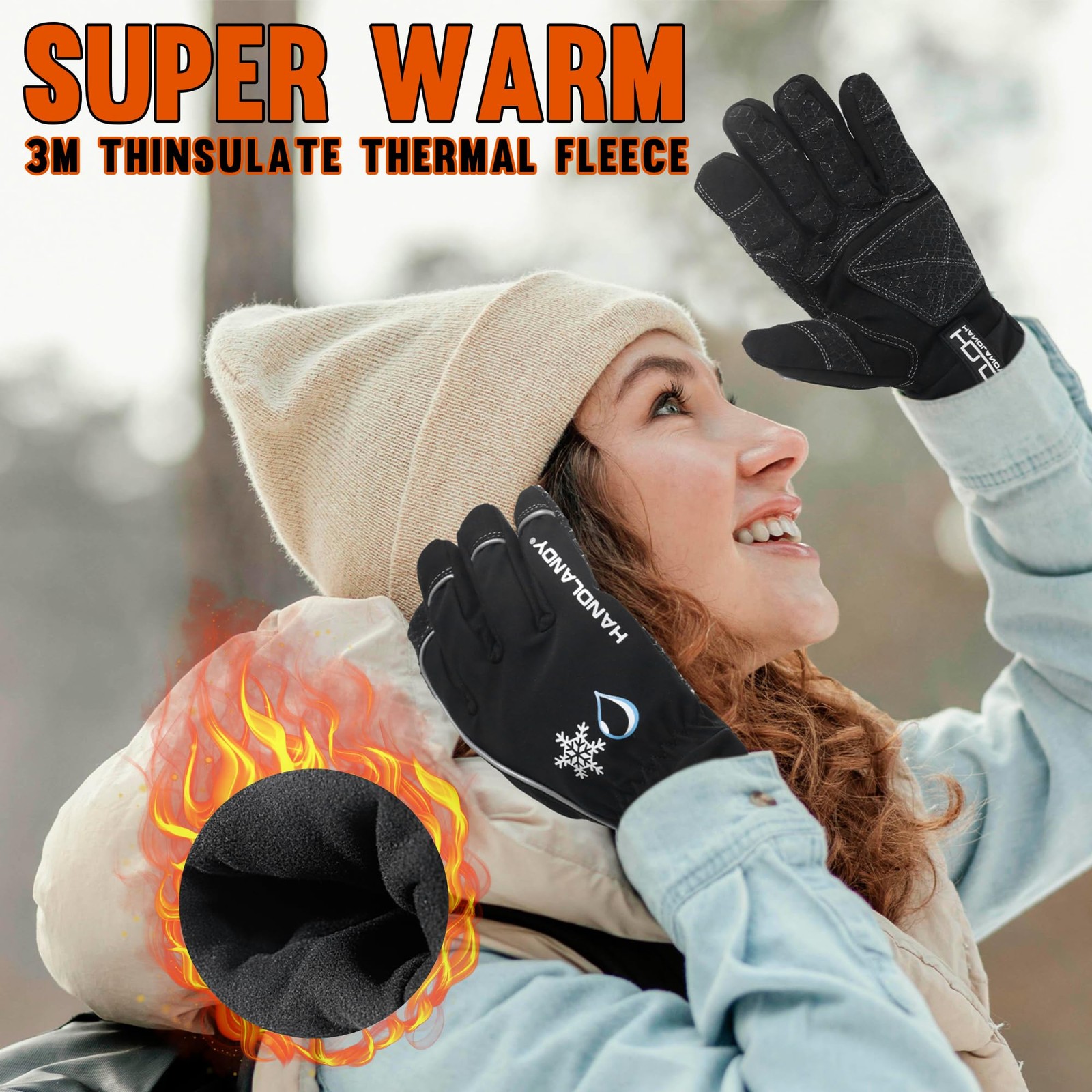 Aigevture Cold Weather Work Gloves Winter Thermal Fleece Work Gloves Insulated