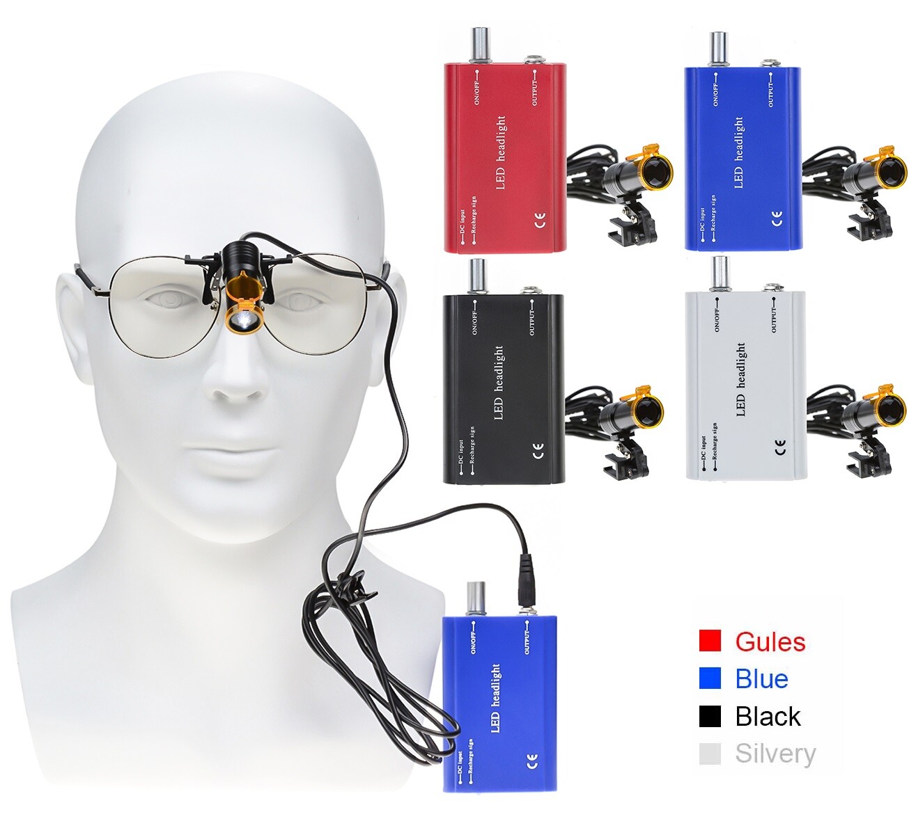 Updated Dental 5W Normal Clip Waist-Hang LED Headlight+Light Shield Shade DY-008