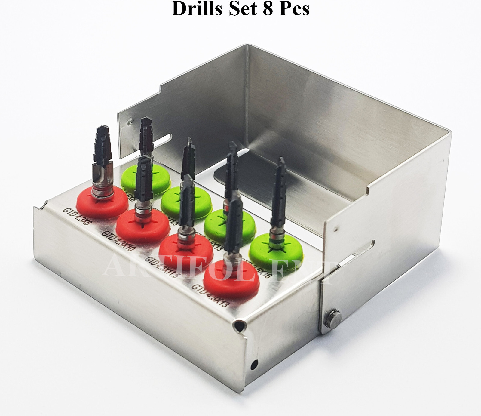 Dental Implant Reamers Kit Surgical Drills Bits Black Color Coated Set of 8 Pcs