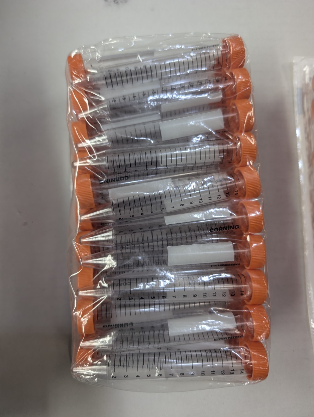 Corning 430053 15mL Centrifuge Tubes 200ct Sealed Bags EXP 08/2025 Bulk PET