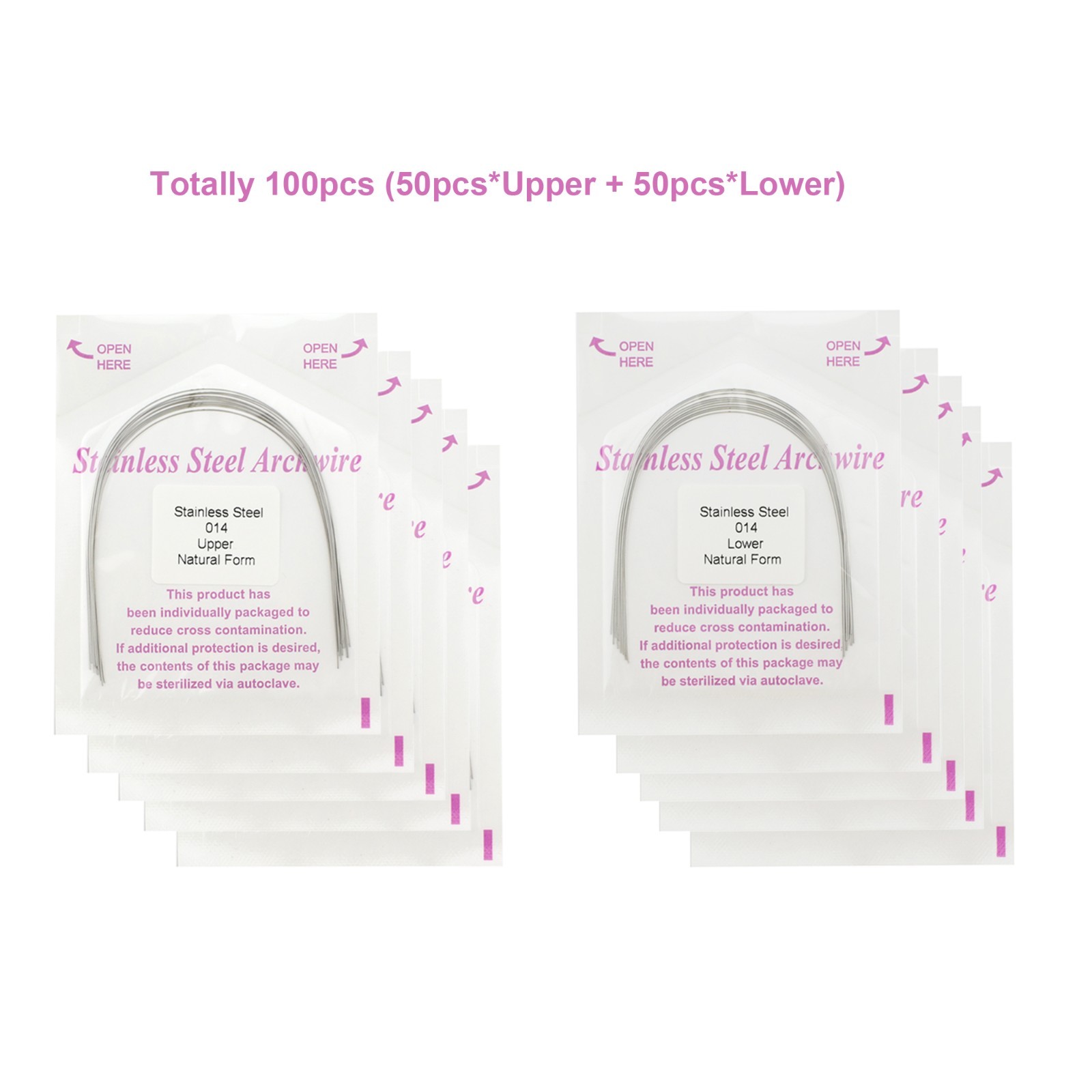 100pcs Orthodontic Arch Wires Stainless Steel Round Natural Arcos de Ortodoncia