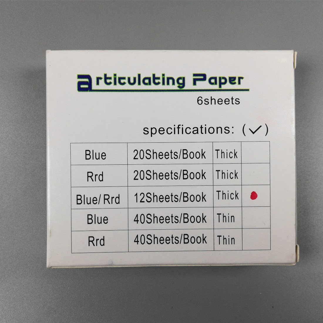 120Sheets/Box Dental Articulating Paper Horseshoe Form Thick Type 100um Red/Blue