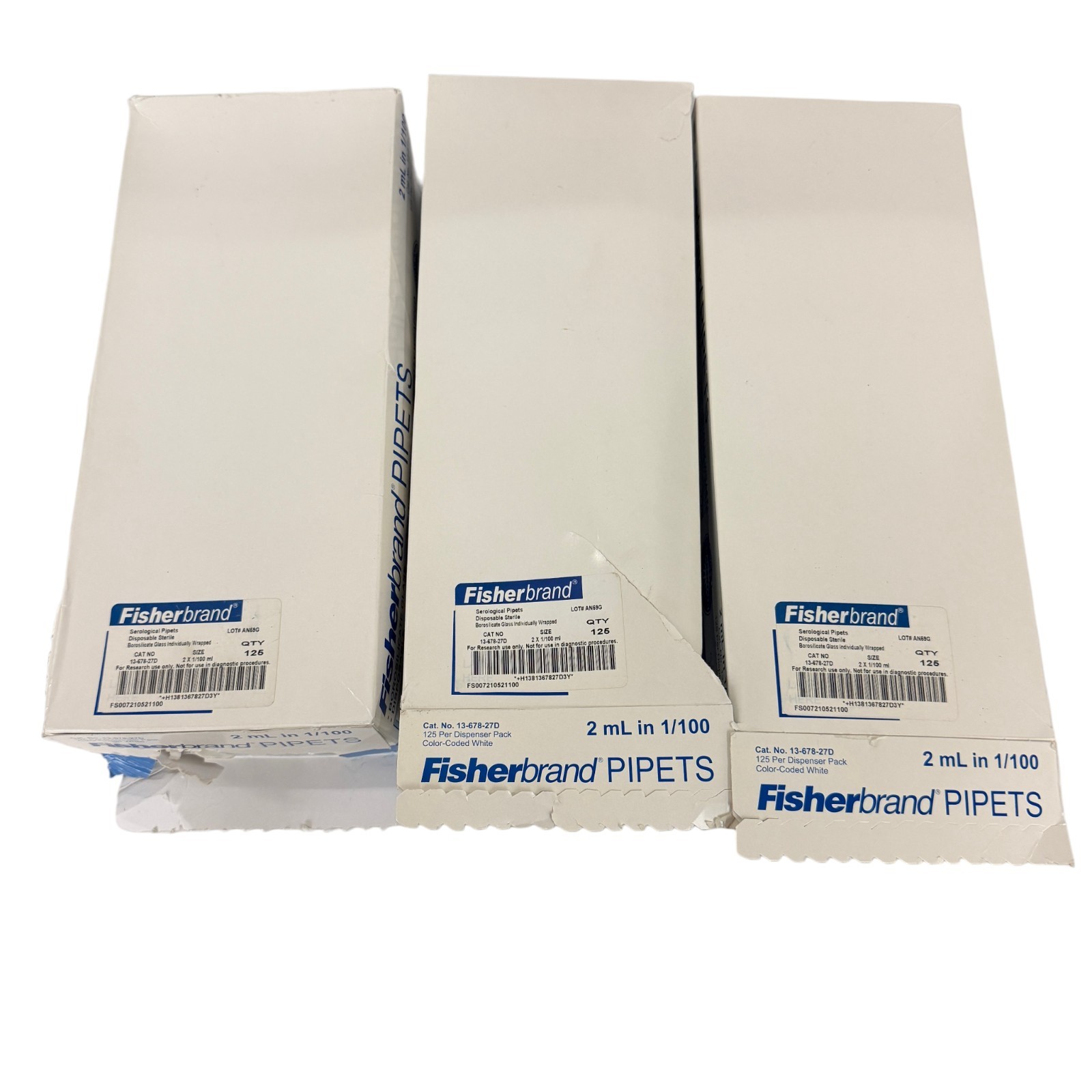 Fisherbrand 13-678-27D 2mL Serological Pipets Borosilicate Glass Sterile 375 Pcs