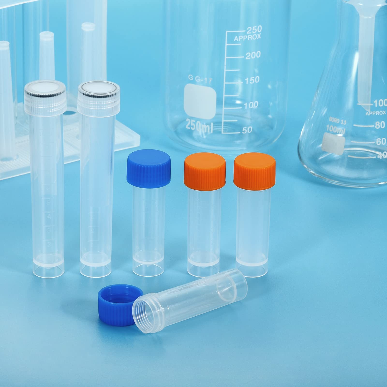 PATIKIL 30mL Plastic Test Tubes, 20 Pack Frozen Tube Vial 30mL, Red