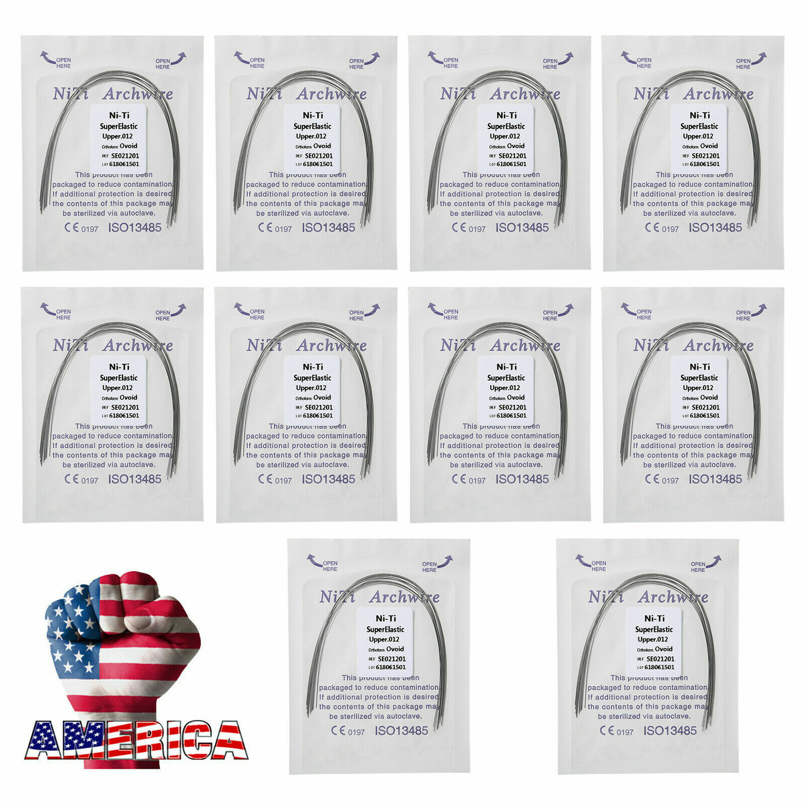 100pcs Dental Orthodontic Super Elastic Niti Round Arch Wire Ovoid Form 10 Bags