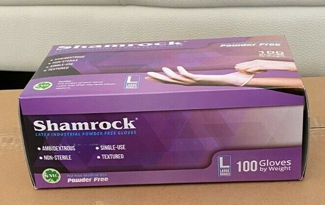 Shamrock Industrial Powder Free Latex Gloves 100PC- Large