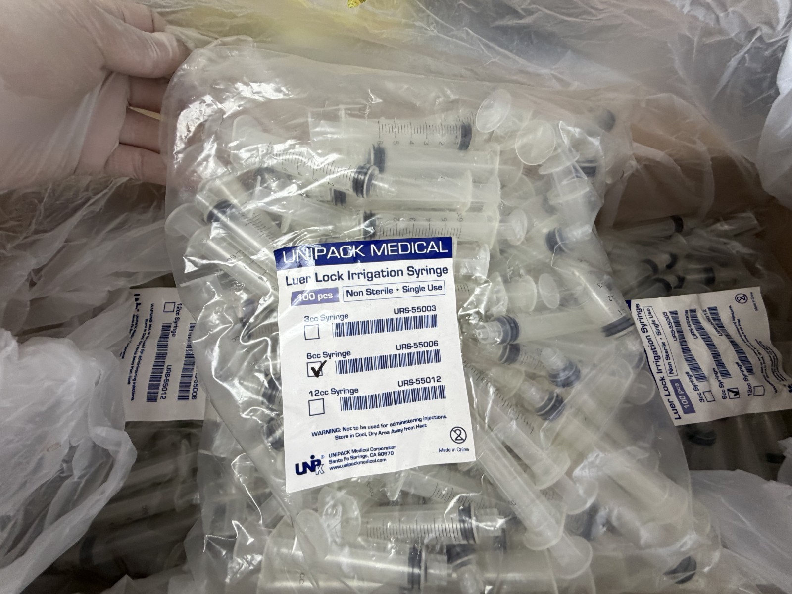 Unipack Medical Luer Lock Irrigation syringes – 6CC Syringes 100OCS/BAG