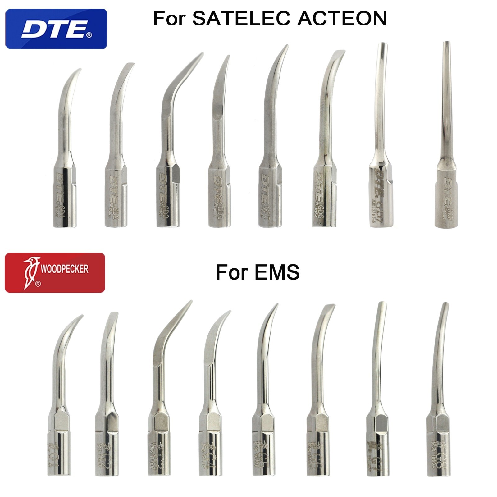 Woodpecker DTE Dental Ultrasonic Scaler Scaling Tips Fit SATELEC ACTEON EMS NSK