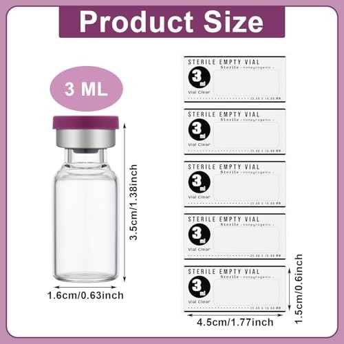 20 Pcs 3Ml Sealed Sterile Empty Vials with Self Healing Injection Port Glass Pen
