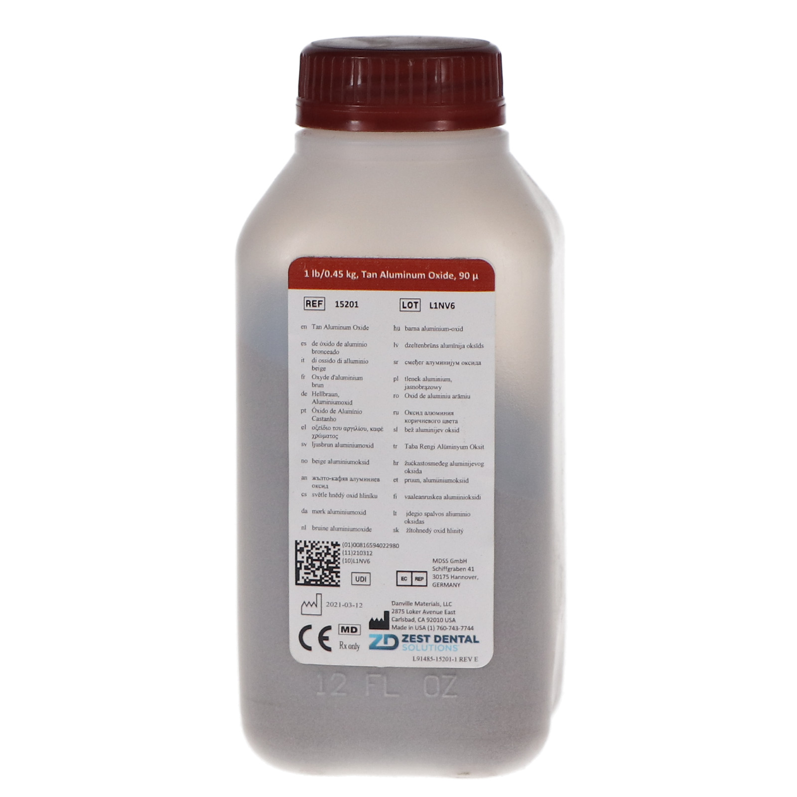 Danville Materials 15201 Aluminum Oxide 90 Micron 1Lb Medial Grade Alpha Alumina