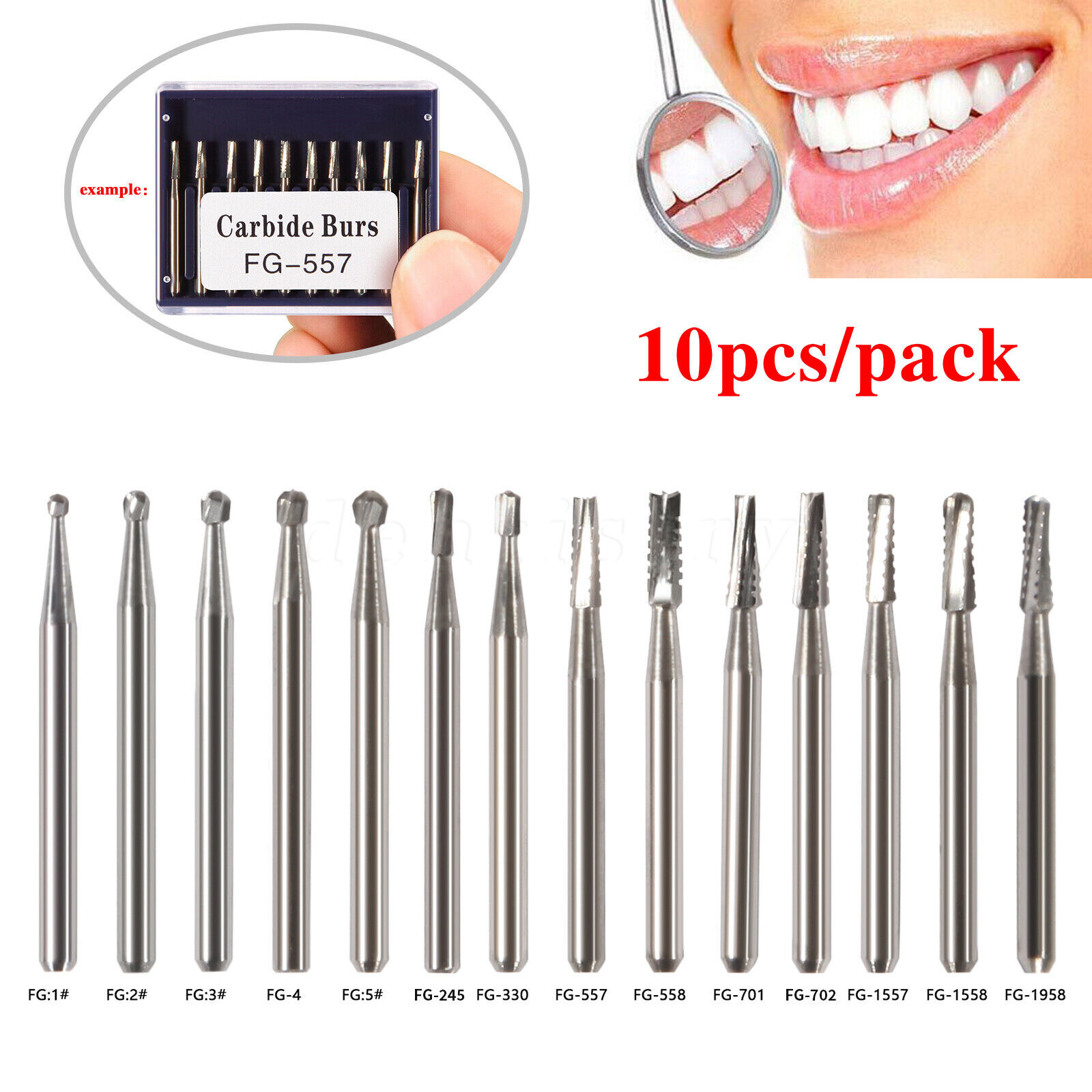 1-10 Box Dental FG Tungsten Carbide Burs Round For High Speed Handpiece OR