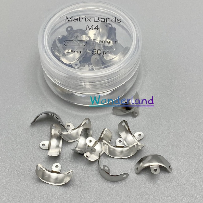 50Pcs/Box Dental Matrix Bands M4 Sectional Matrix SystemContoured Metal Matrices
