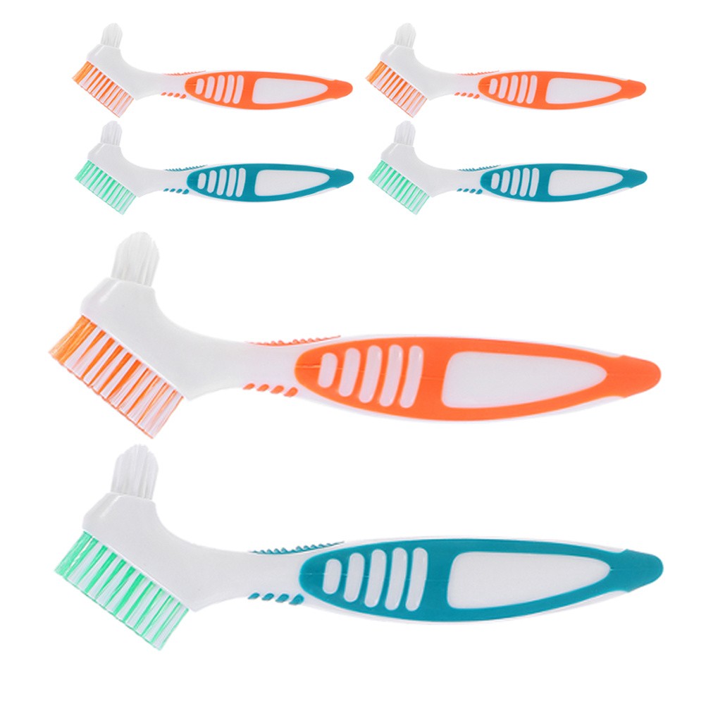 6pcs Denture Cleaning Brushes Dual Head Toothbrush For False Teeth Care