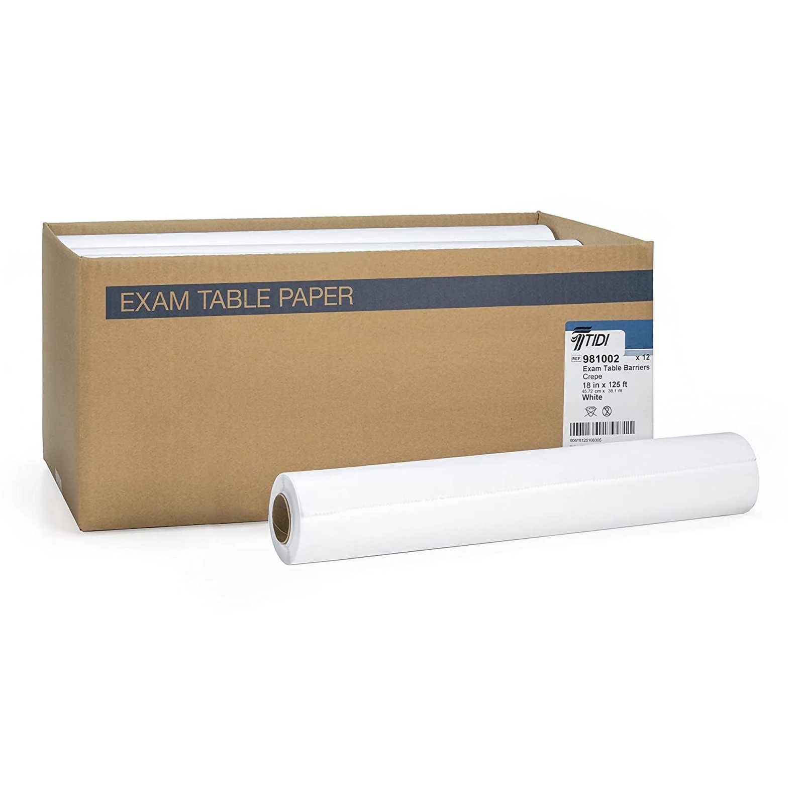 Tidi Everyday Table Paper White Crepe 18» W x 125′ L 12 Rolls