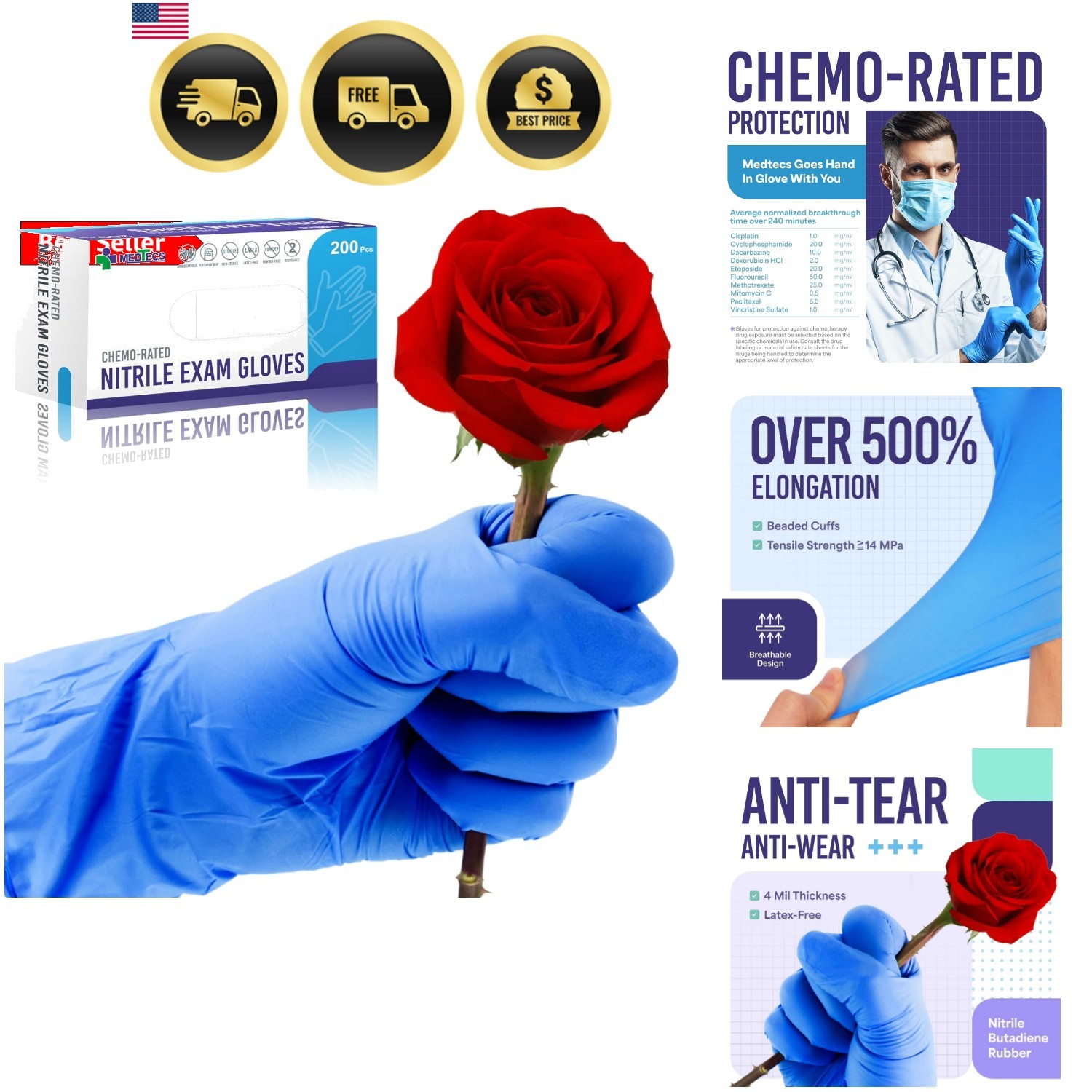Nitrile Gloves Disposable – Available in 200 & 2,000 pcs – Medical Grade, Che…