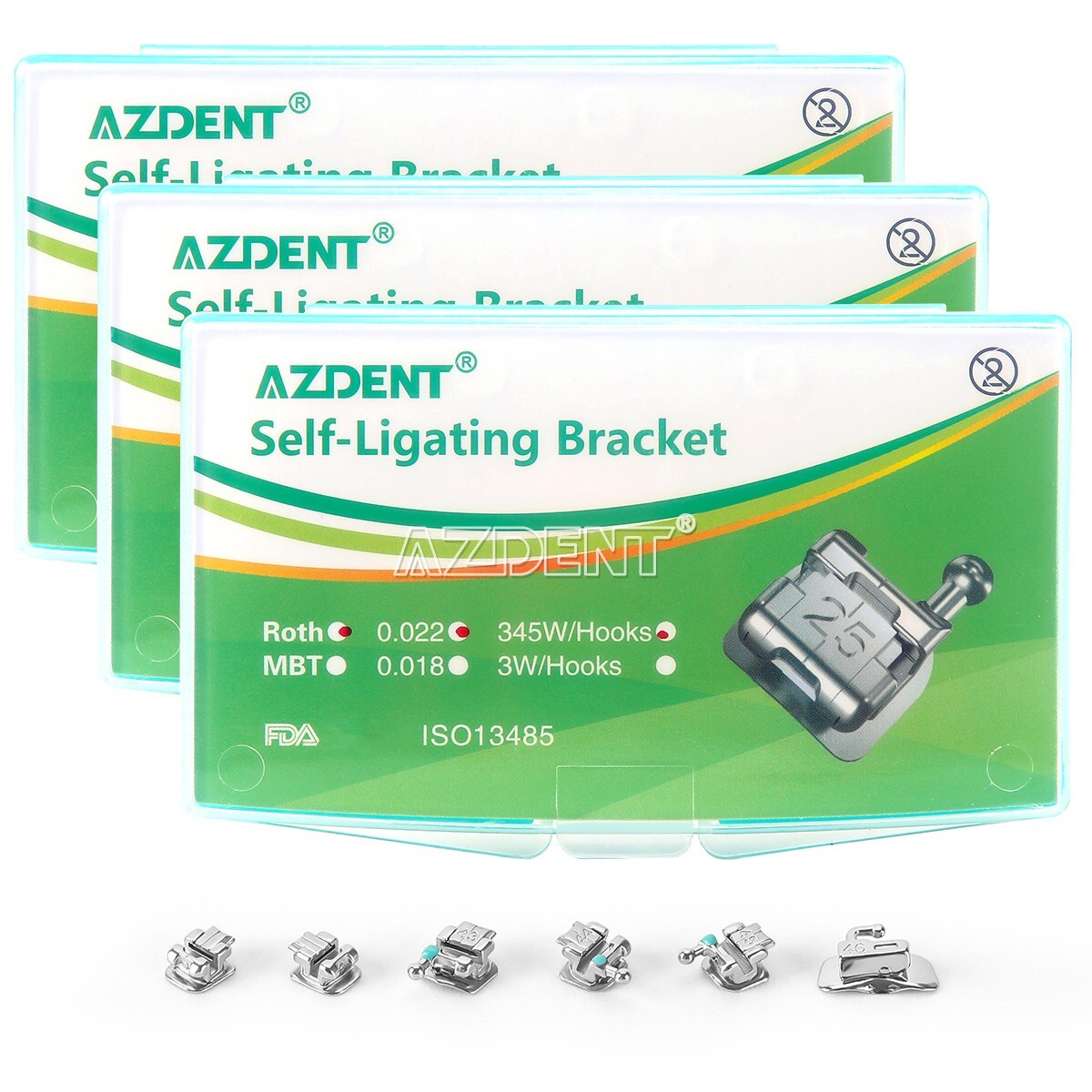 Dental Orthodontic Brackets Braces Self-Ligating Mini Roth.022 Hooks 345 USA