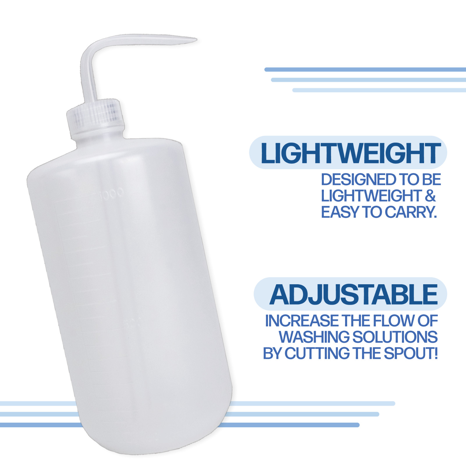 1 Pc Lab Squeeze Bottle, Plastic Boston Round Wash Bottles, 1000ml, 34oz