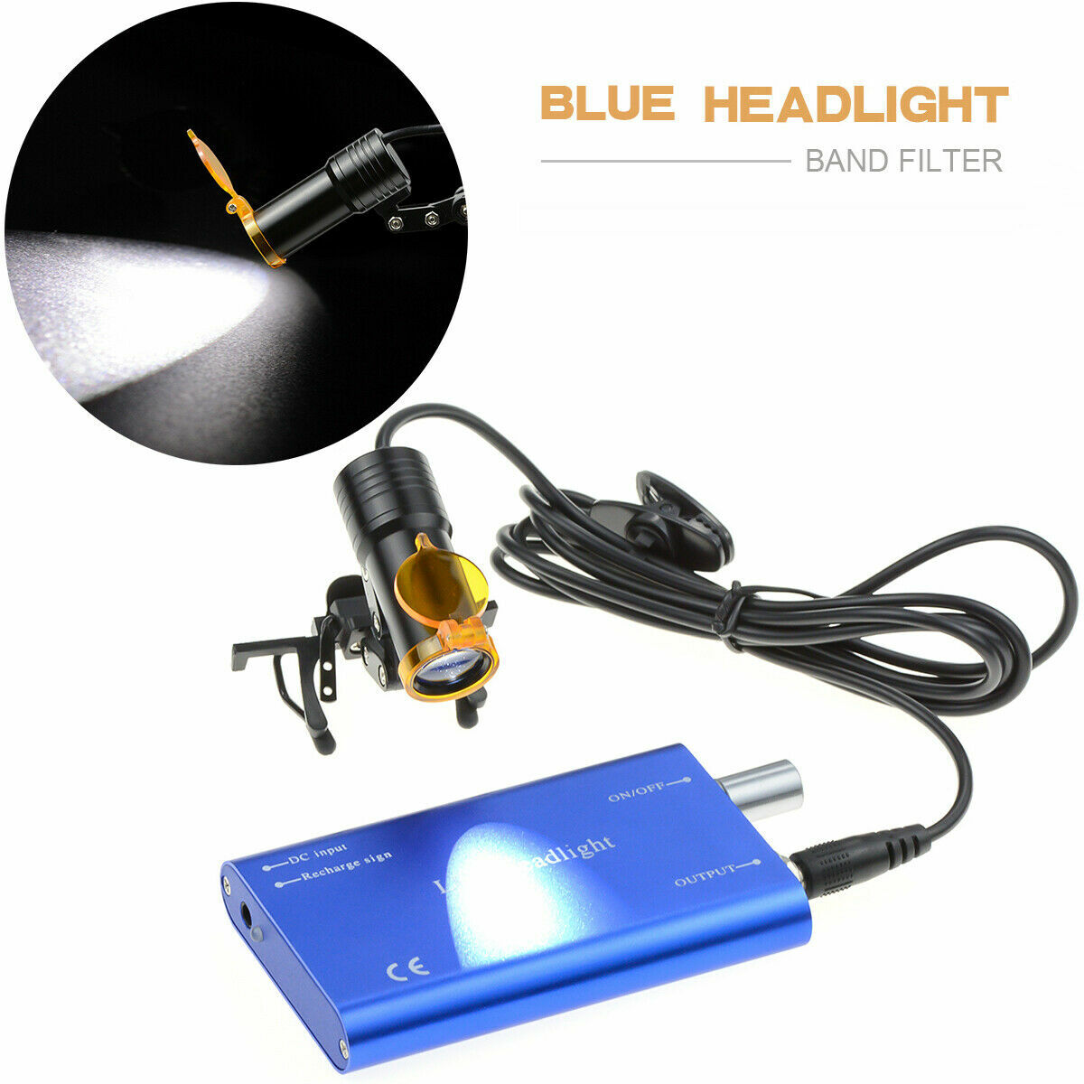 Dental Surgical 5W LED Headlight Lamp with Filter without Battery for Loupes US