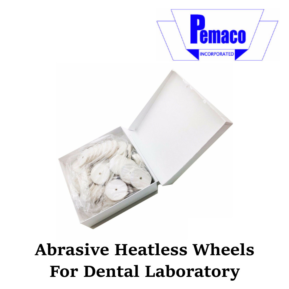 50x Dental Laboratory Pemaco White Abrasive Heatless Wheels Type 2 (1X1/8X1/16)