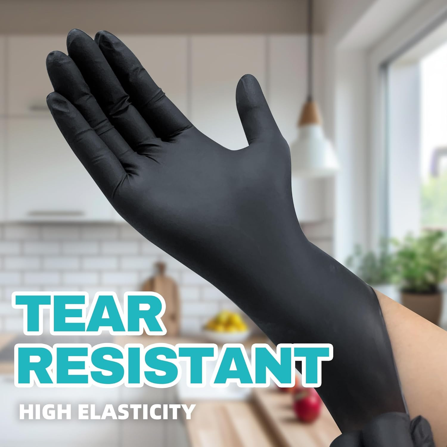 Black Nitrile Exam Gloves, 4.0 Mil, 100 Pcs Disposable Gloves Powder-Free Latex-