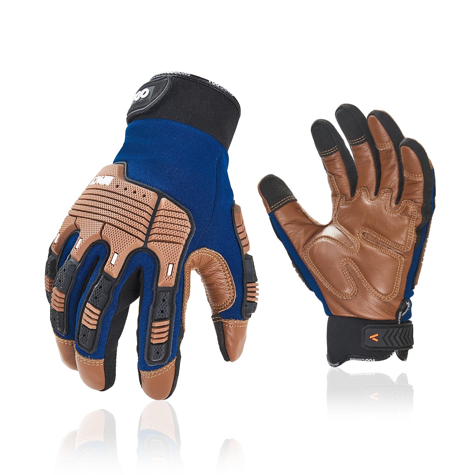 Vgo…1Pair Leather Heavy Duty Work Glovesmechanics Glovesimpact Resistant