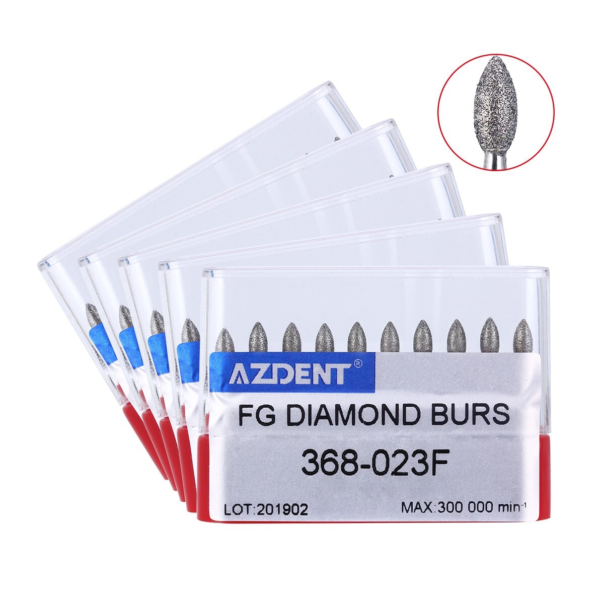 50pcs AZDENT Dental FG Diamond Burs Football #368-023F Fine Red High Speed