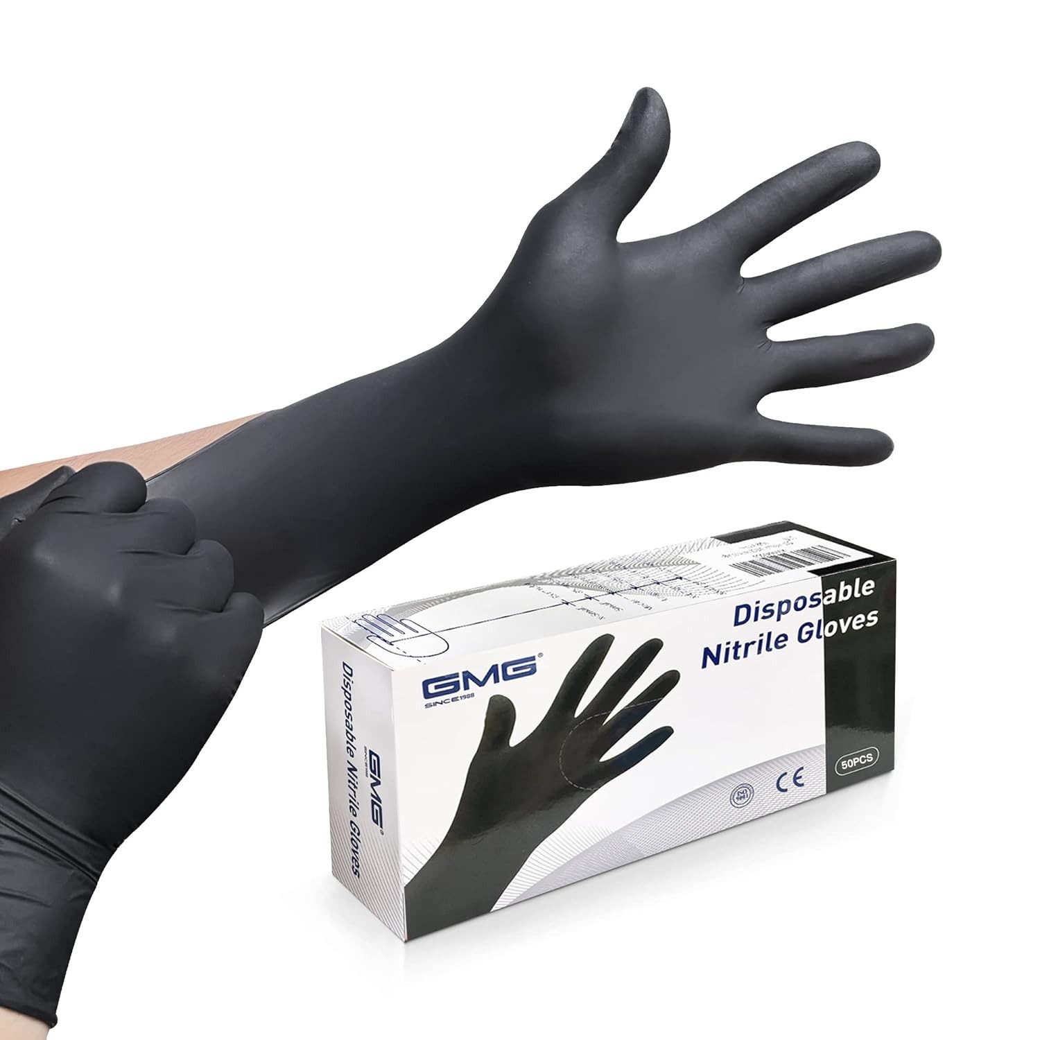 Black Nitrile Disposable Gloves – 4 Mil, Pack of 50, Latex & Powder Free