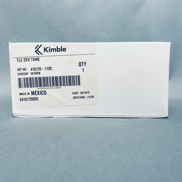 Kimble TLC Glass Dev Tank with Polyethylene Cap 5 x 10 cm.