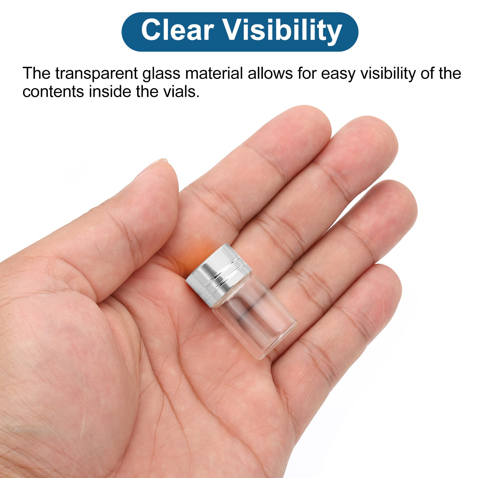 2ml Tiny Glass Bottles Vials 50Pcs Mini Clear Bottles Glass Screw Cap Silver