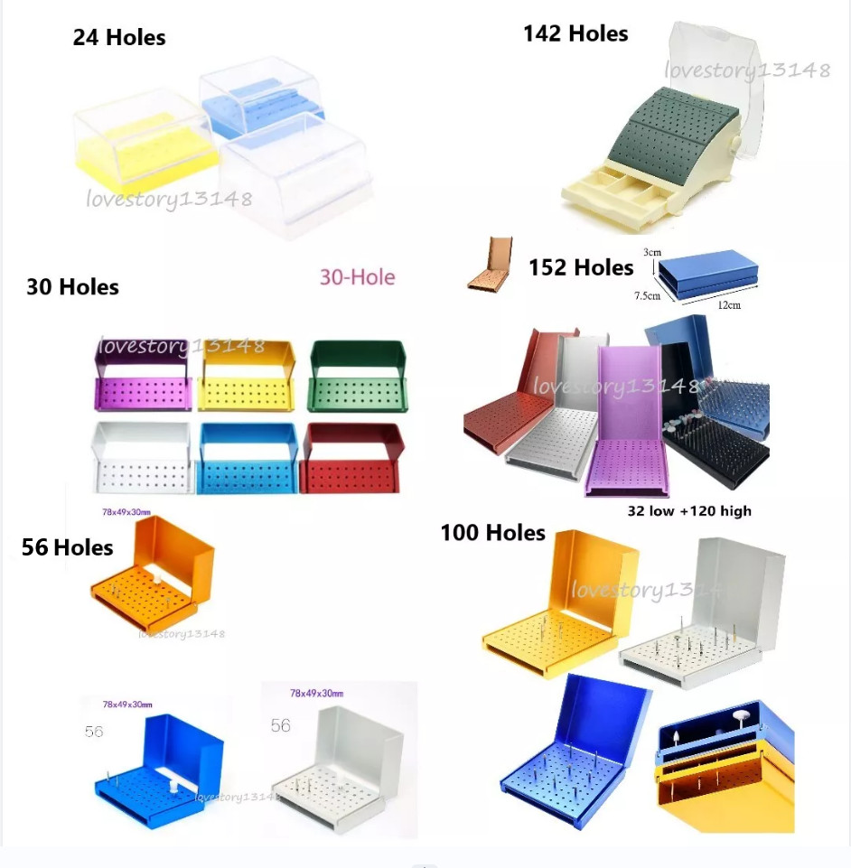 Dental Bur Burs Holder Block Disinfection Box 24/30/56/100/142/152 Holes 6 Model