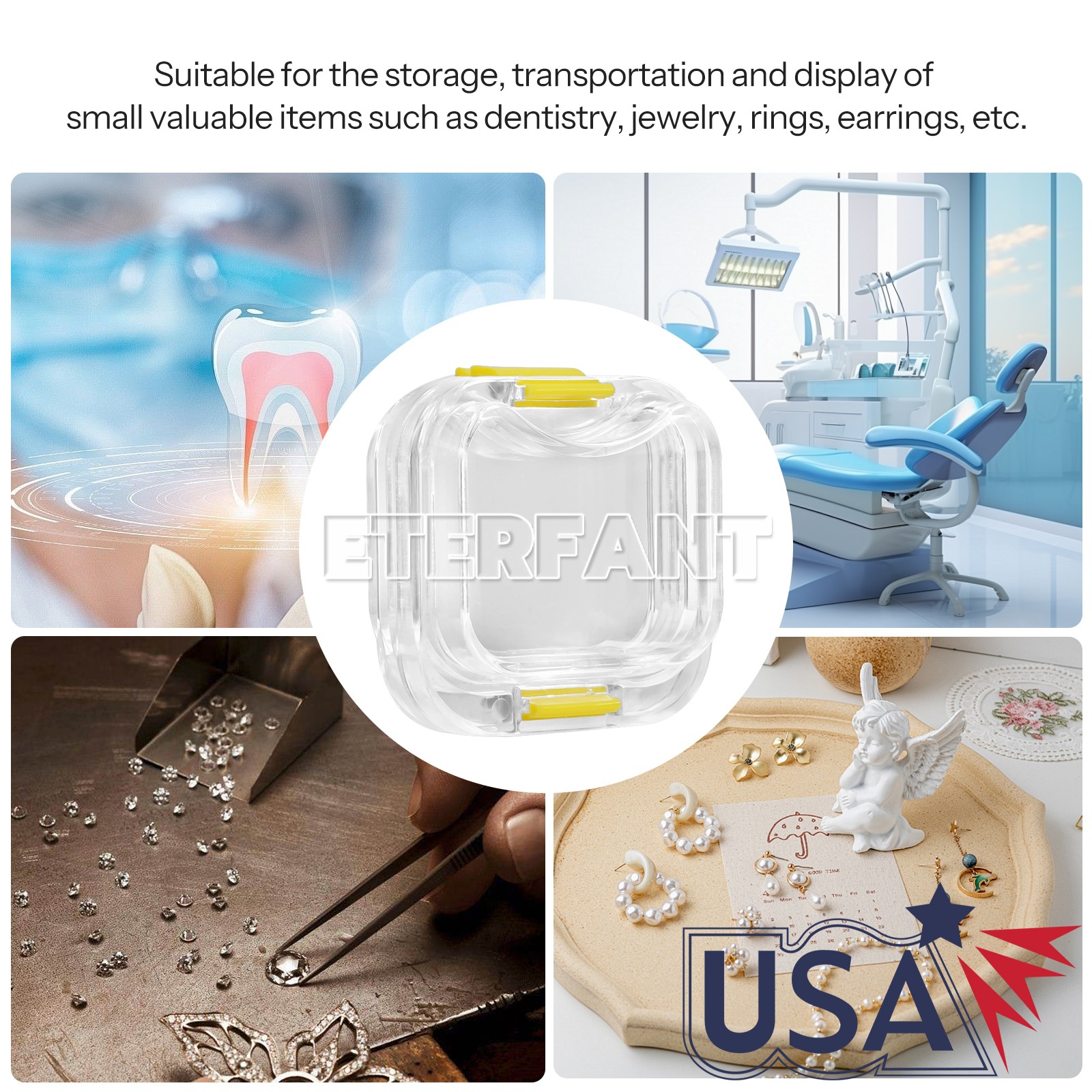 100pcs ETERFANT Dental Crown and Bridge Pillow Box with Latch Storage display