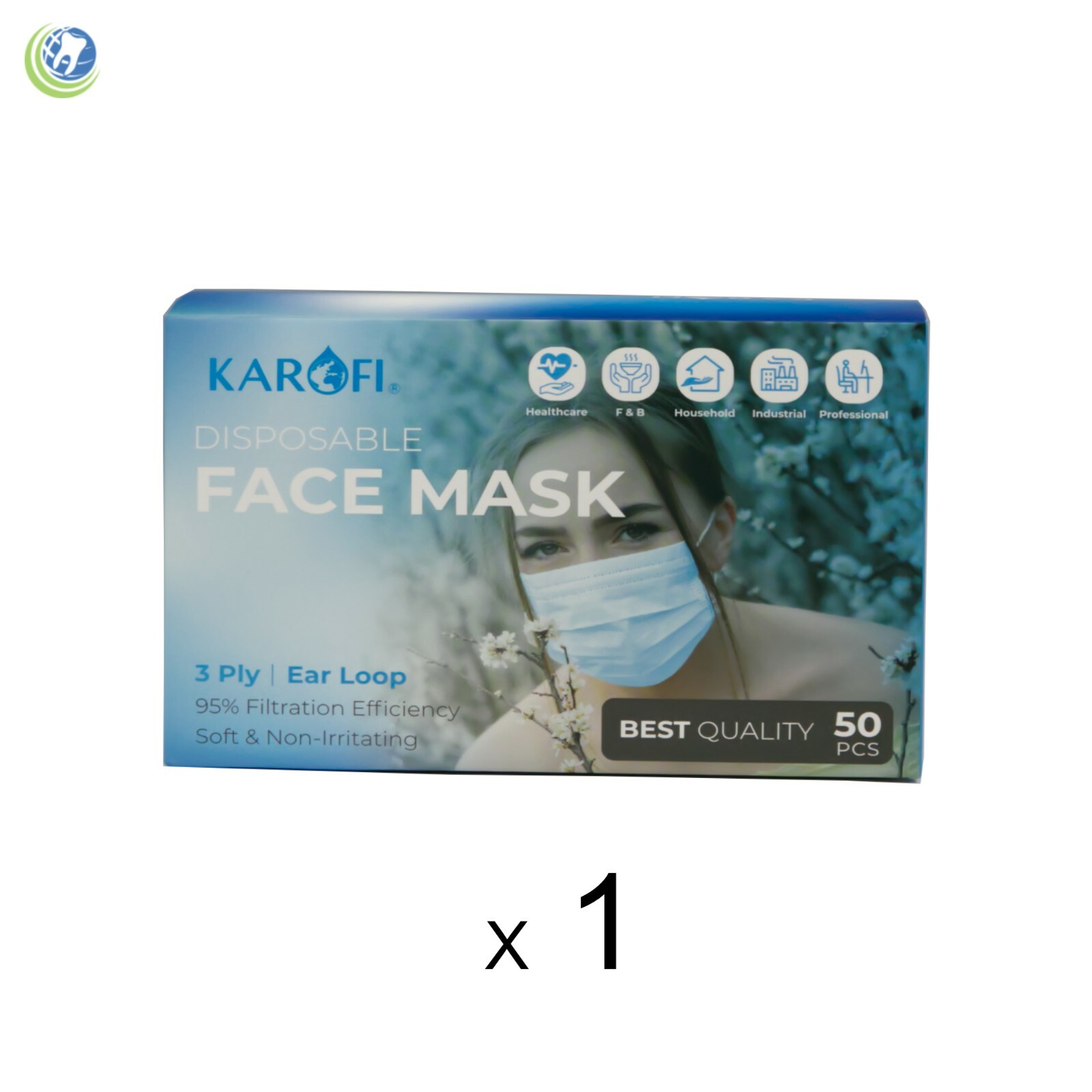 50 PCS Face 3-Ply Face Mask Non-Medical Surgical Earloop Mouth Cover 50/Box