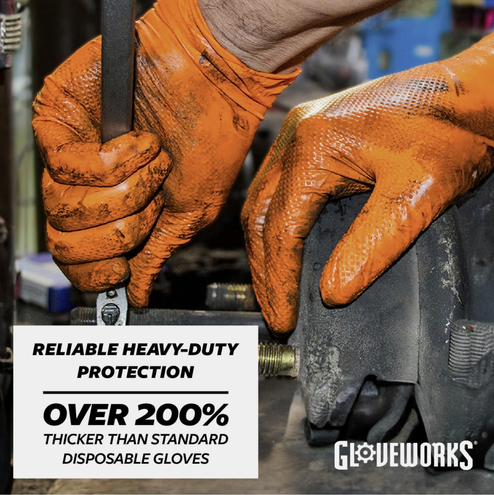 GLOVEWORKS 8mil Orange Nitrile Gloves, (Size: XL) / GWON48100