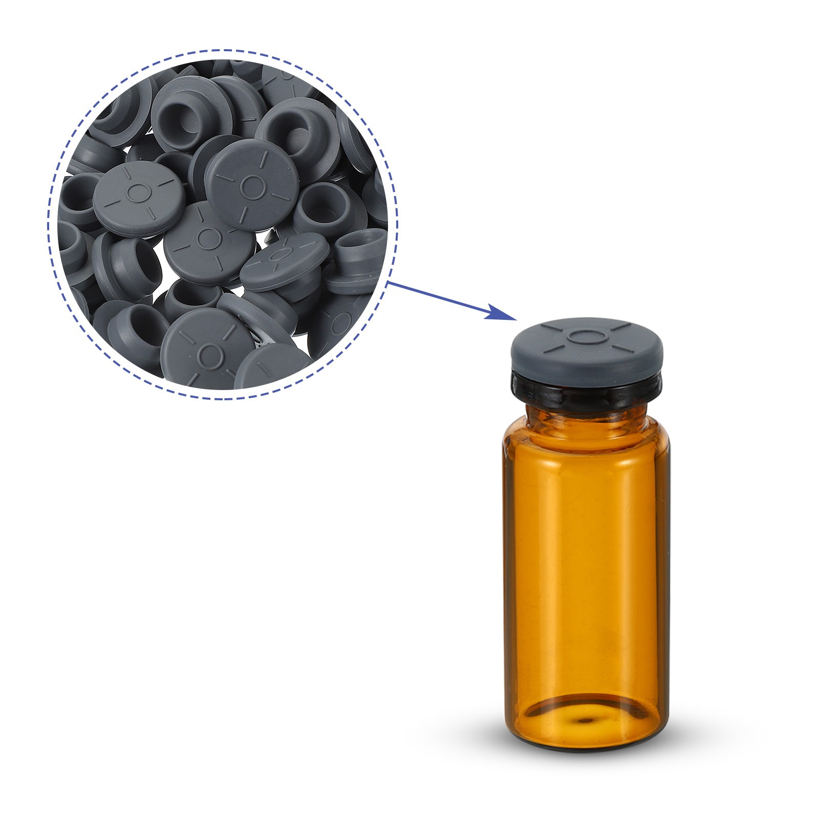 Synthetic Filter Paper Stickers and 20mm Vial Rubber Stoppers, 64 Set