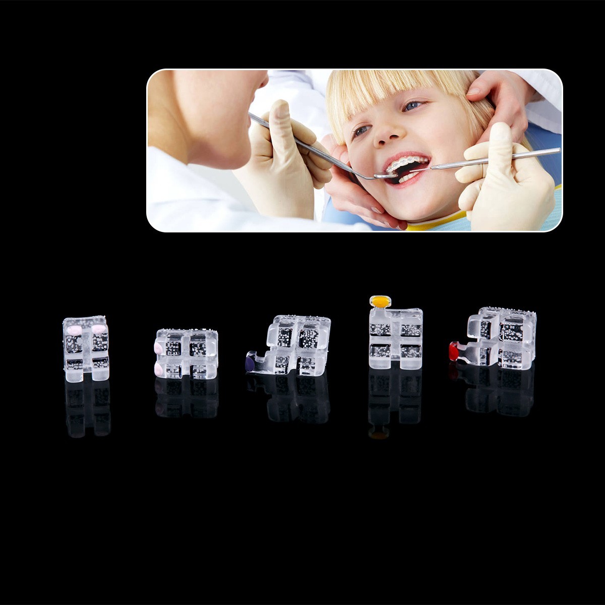 Dental Orthodontic Brackets Monocrystalline Sapphire Mini Roth 022 Hooks 345