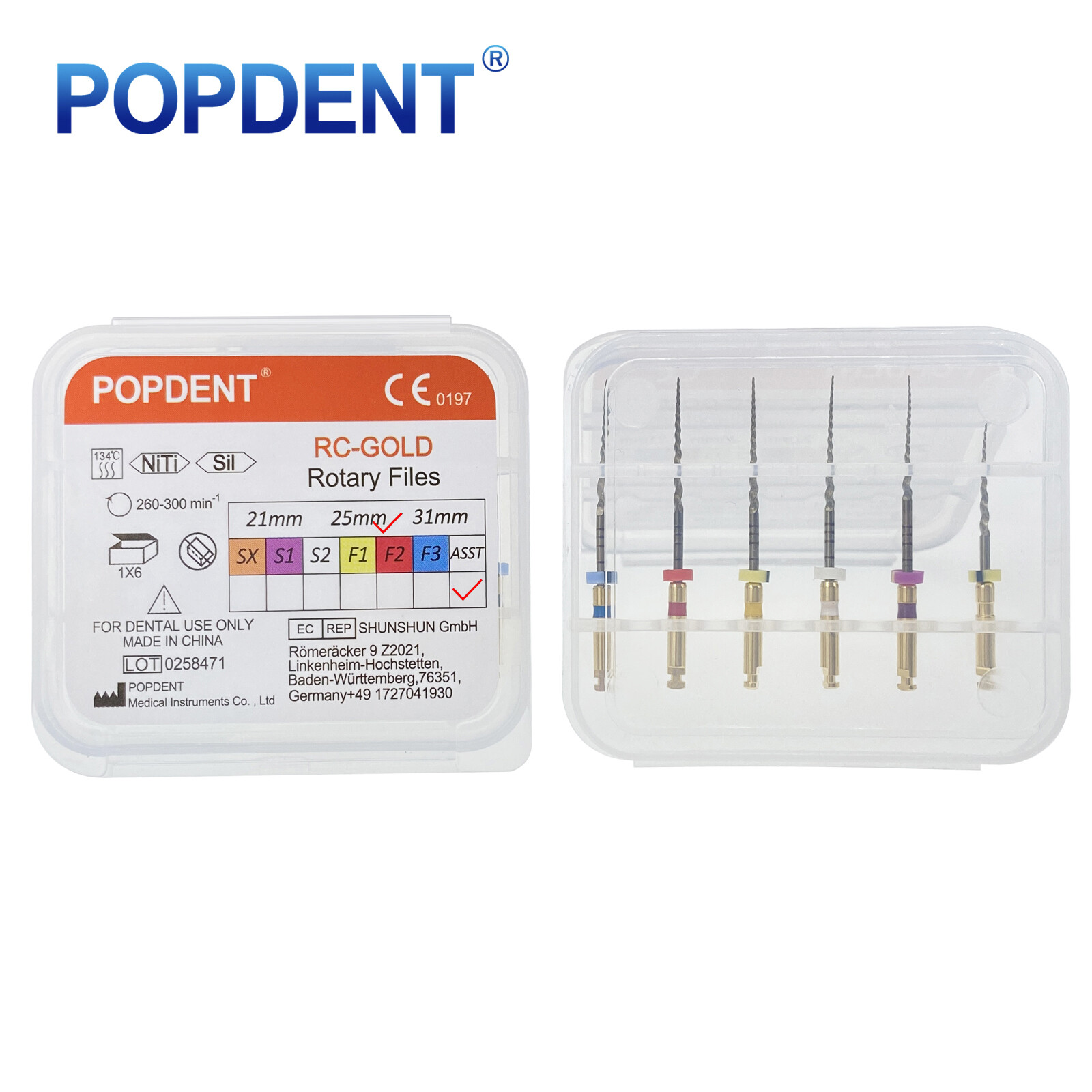 POPDENT Dental Endo Rotary Files X-Pro Gold Taper NITI Root Canal Files 6Pcs