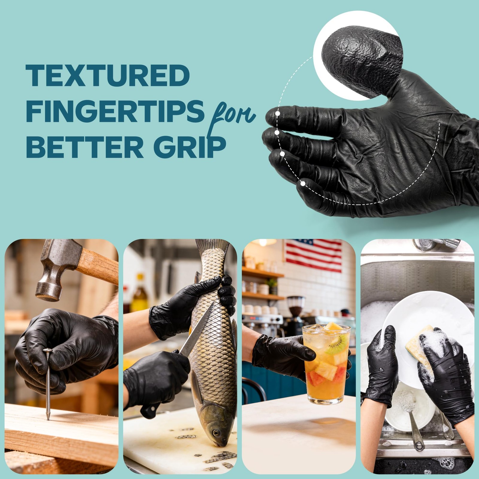 Comfy Package GUSTO Black Nitrile Gloves [100 Count] 6 Mil, X-Large,