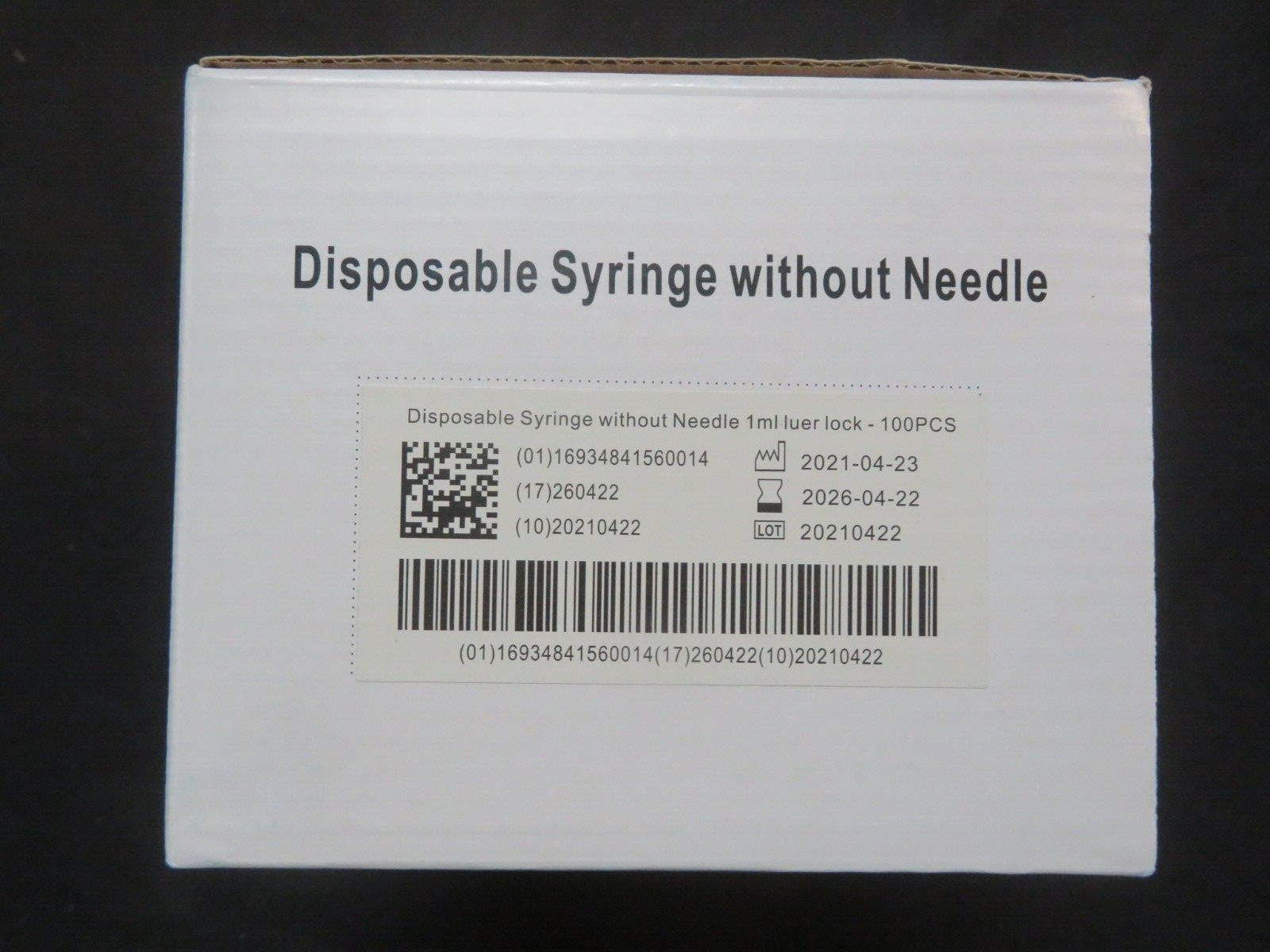 100-Count Box Tkmd Disposable Syringe Without Needle 1cc/ml Luer Lock TKSLL-001