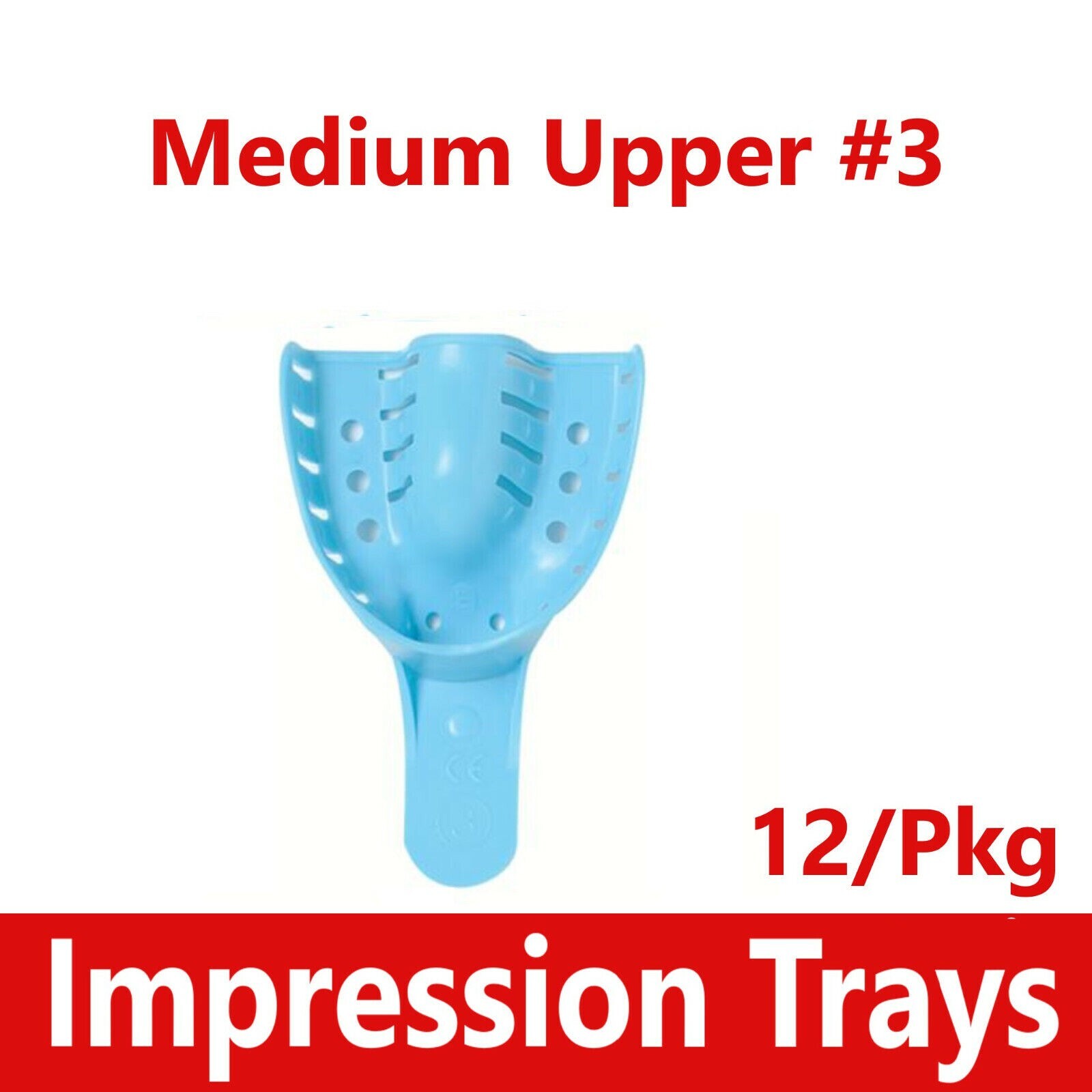 12Pcs/Pack Dental Impression Trays Perforated Plastic Disposable XL, L, M, S