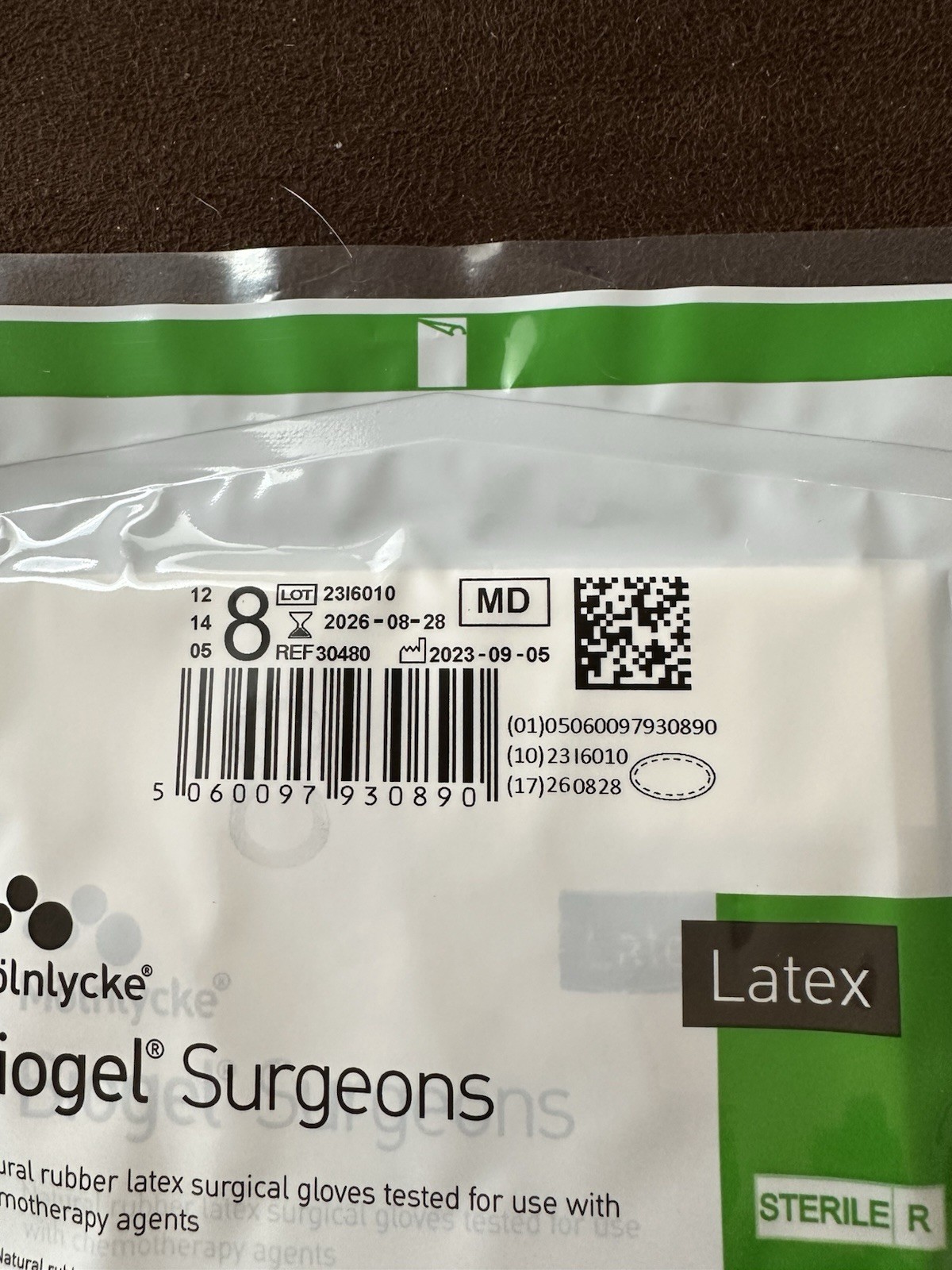 Molnlycke Biogel Surgeons Natural Rubber Latex Powder Free Size 8 Gloves 50 prs