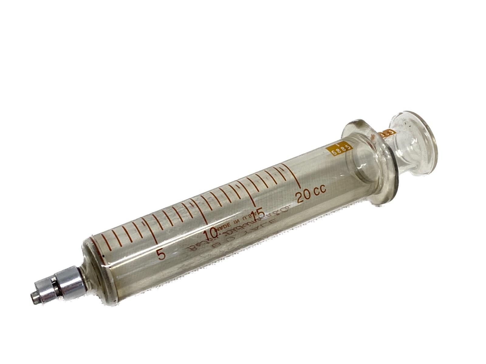 BD Yale 20cc 20mL Reusable Graduated Glass Syringe with Metal Luer Lok