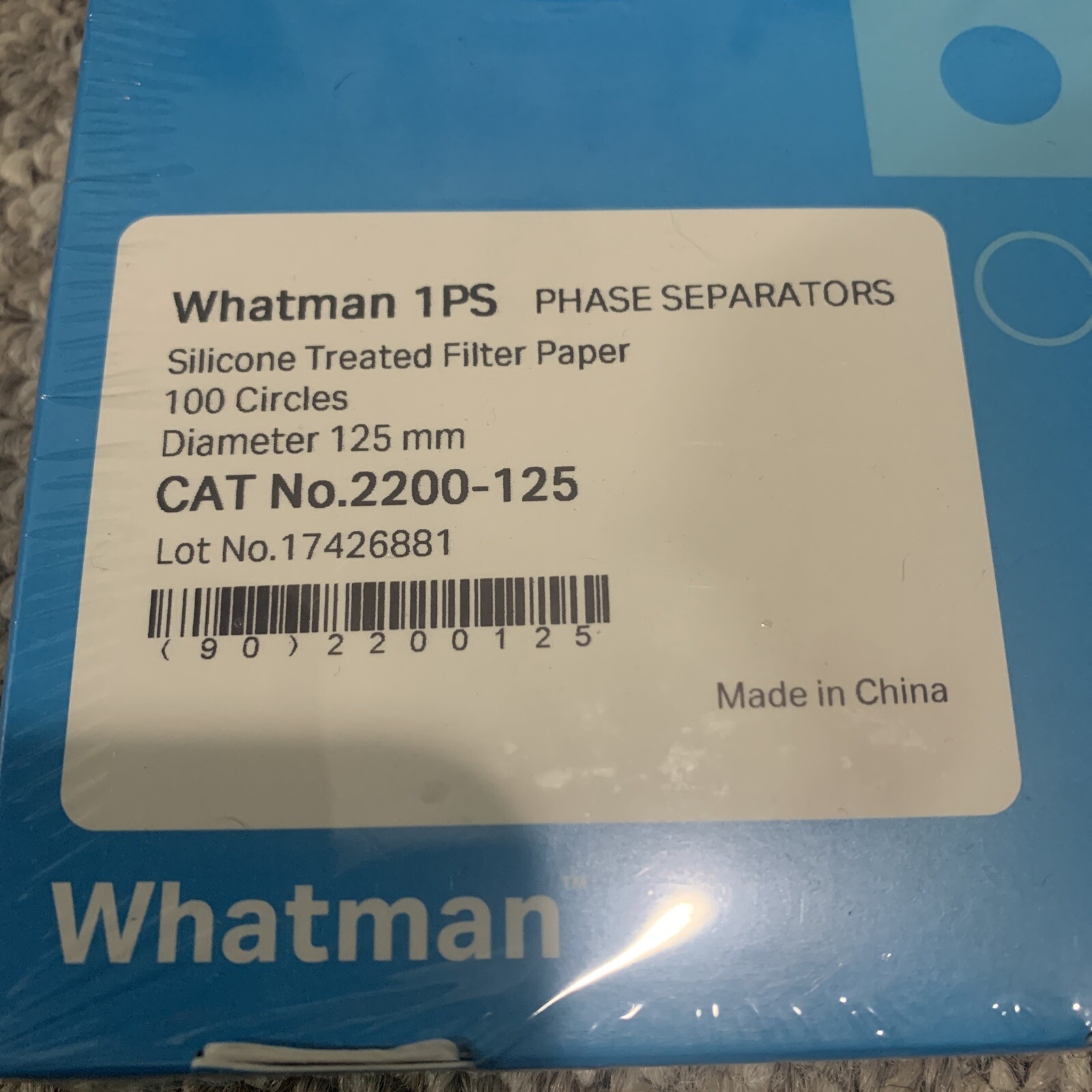 Whatman 1PS Phase Separators Filter Paper 125 mm Diameter 2200-125 100 Circles