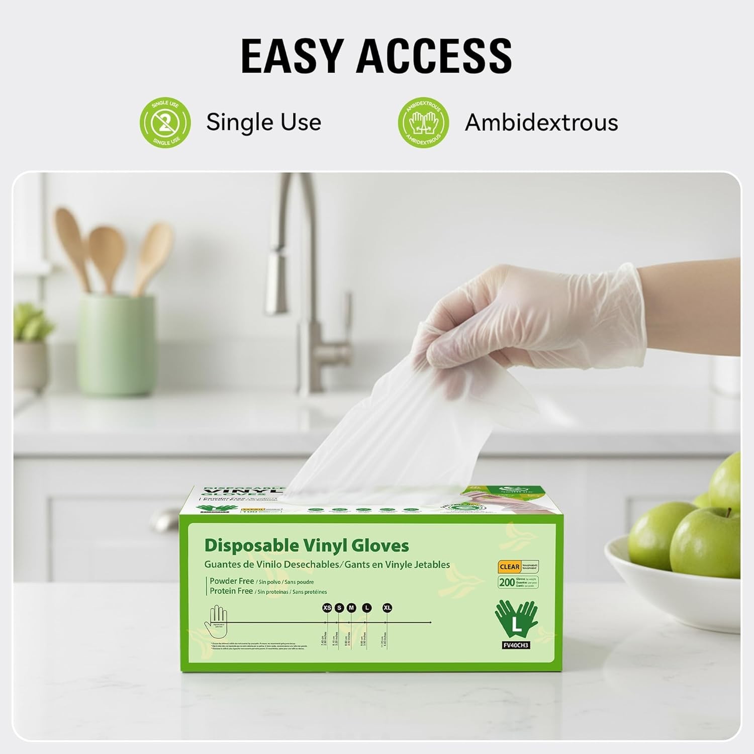 Versatile Vinyl Gloves for Kitchen and Cleaning – 200 Pack, Latex-Free Safety