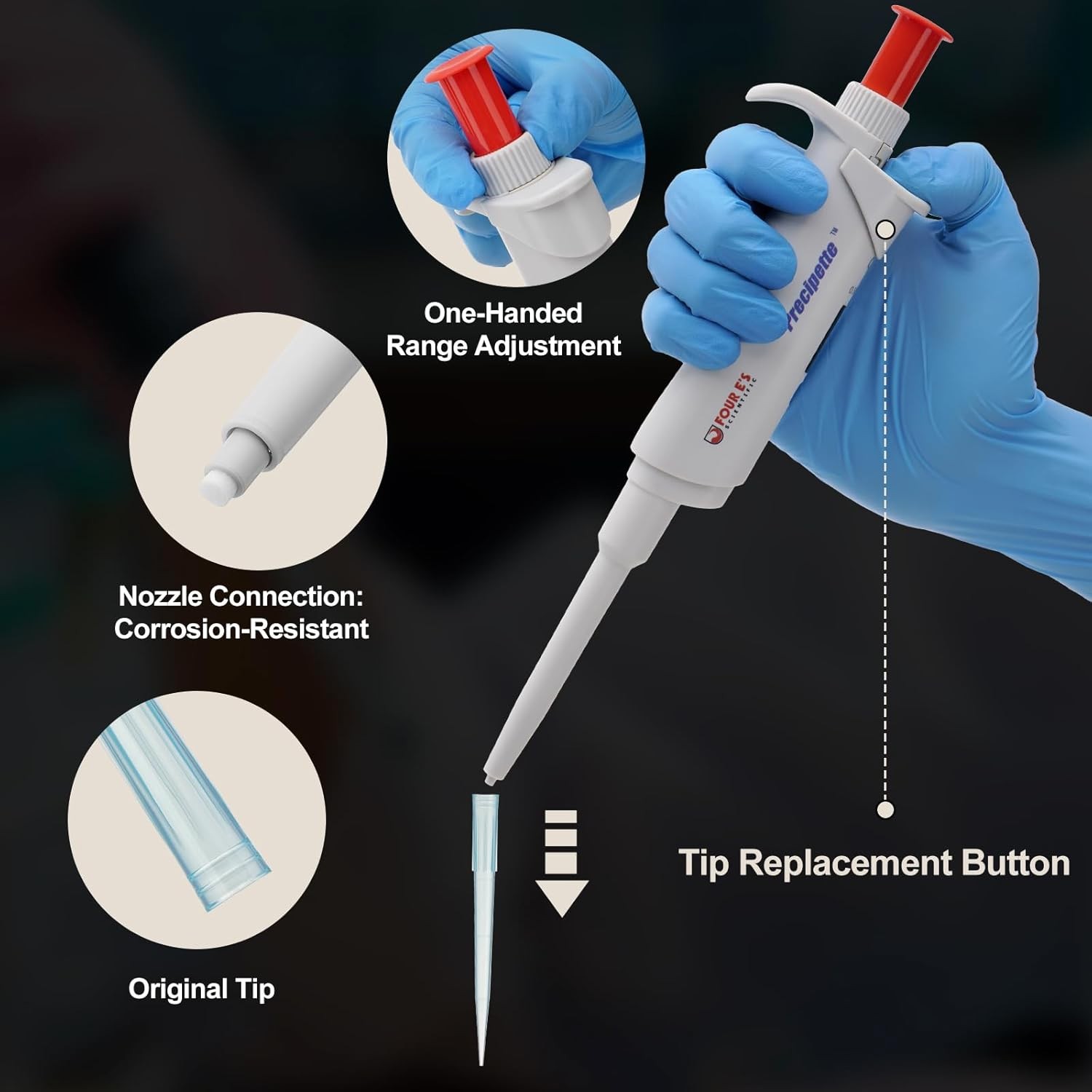 0.1-1ml Single Channel Pipettor Adjustable Micropipette Lab High Precision
