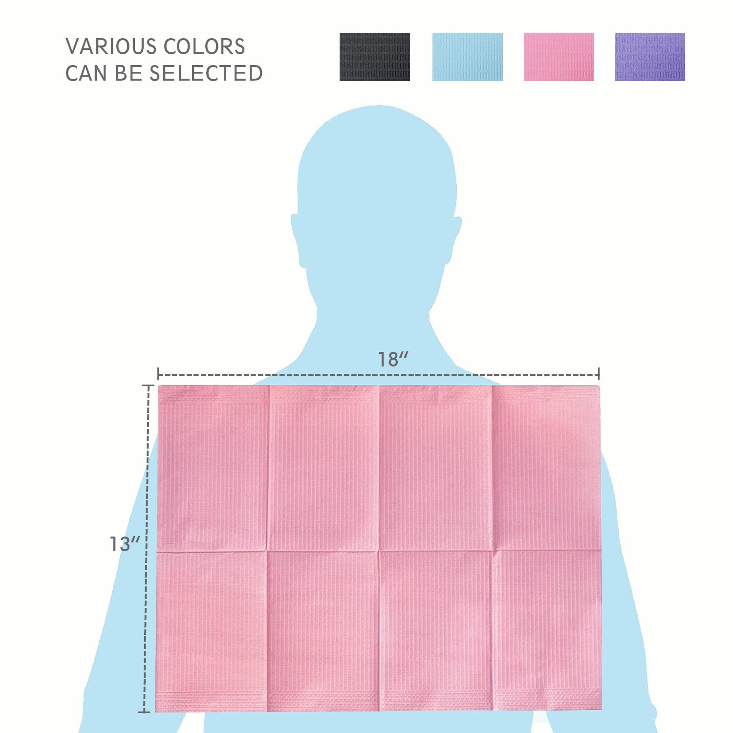 13″x18″ Pink Disposable Dental Bibs,Waterproof Resistant Napkin 125Pcs/Bag